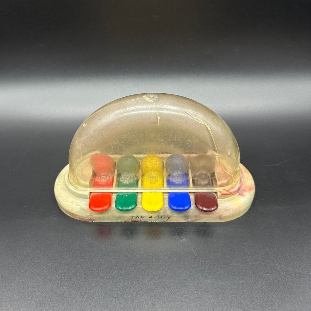 Vintage Childs Toy 1940s Tap A Toy Wooden Balls Bouncing Anthony USA Rainbow